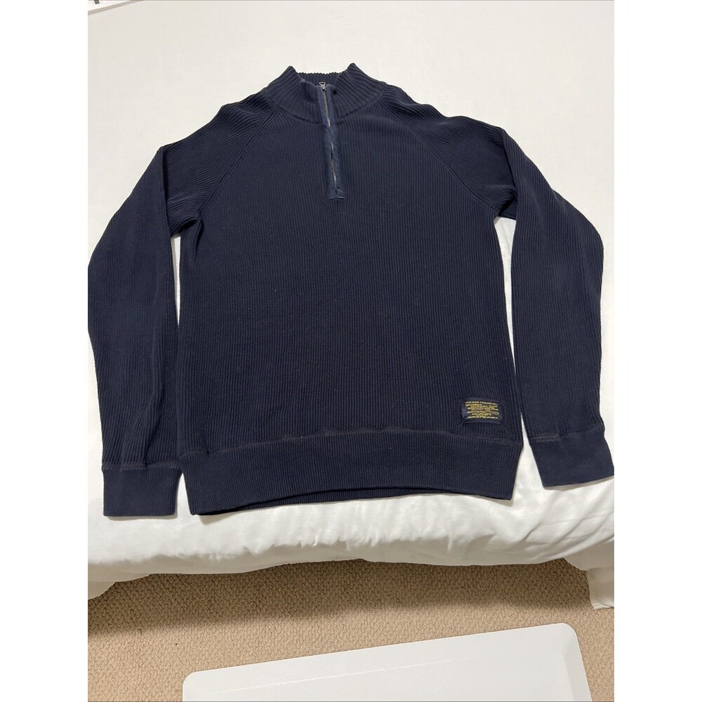 VTG Polo Jeans Co Ralph Lauren Sweater Mens Size XL Large Blue 1/4 Zip Preppy